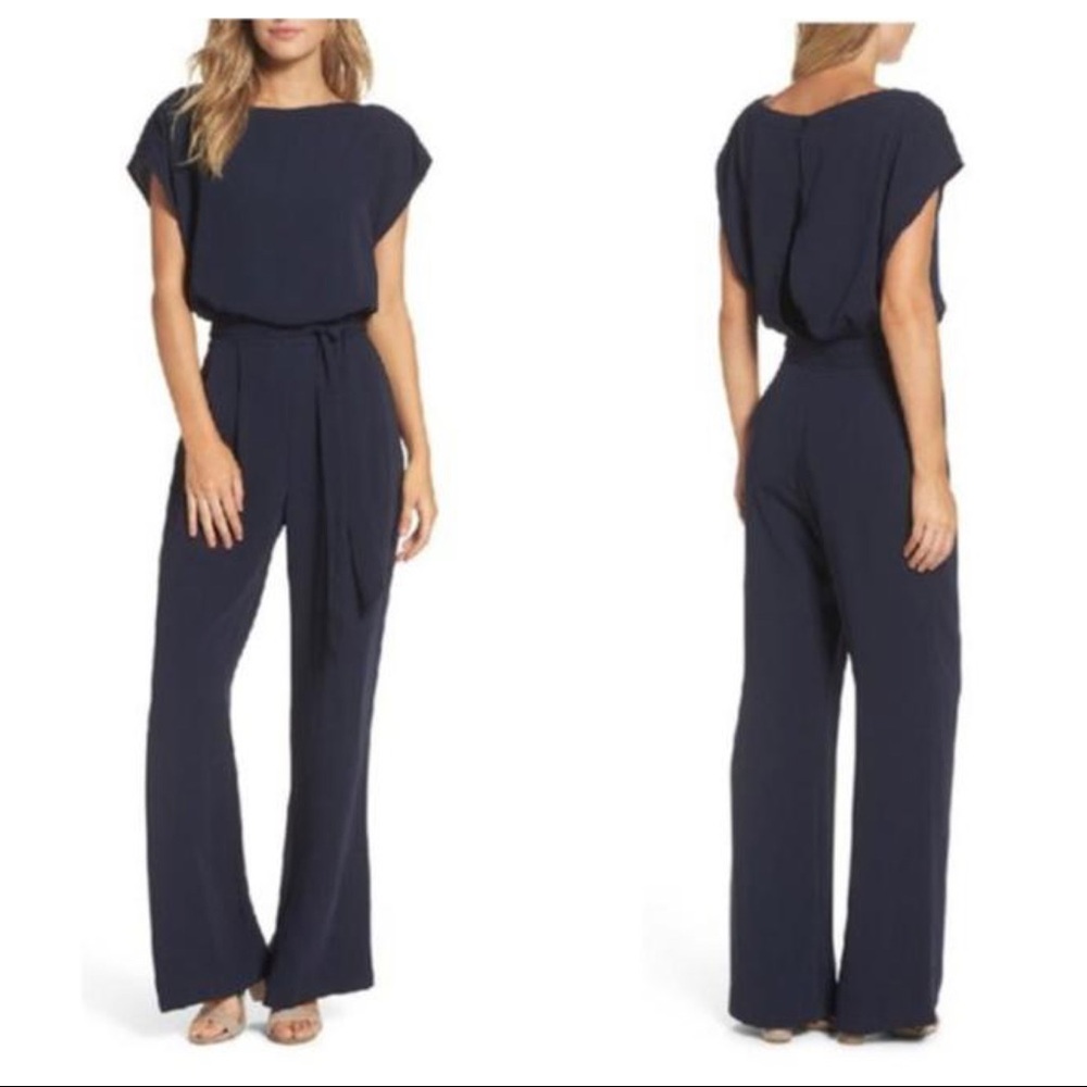 Eliza J Navy Wide Leg Jumpsuit Size 14